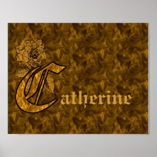 Monogram Your name Initial C Gold Peony Poster (Vorne)