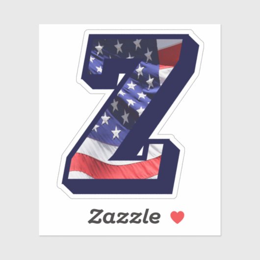 Monogram Z American Flag Letter Z Initial USA Aufkleber (Blatt)