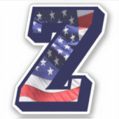 Monogram Z American Flag Letter Z Initial USA Aufkleber (Vorderseite)