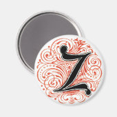 Monogram 'Z' in Rot - Magnet (Vorderseite/Rückseite)