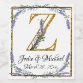 Monogram Z, Lavendel Eukalyptus, Goldfunkel Weinetikett (Einzelnes Label)