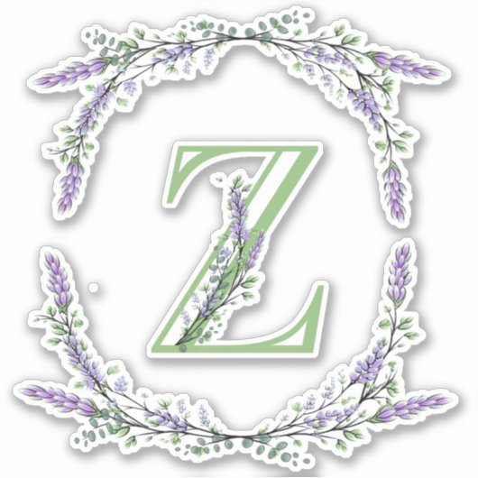 Monogram Z Lavender Eucalyptus Aufkleber (Vorderseite)