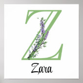 Monogram Z Lavender Eucalyptus Kinderzimmer Poster (Vorne)