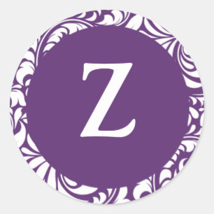 Monogram Z Plum Color Wedding Theme Monogram Siege Runder Aufkleber