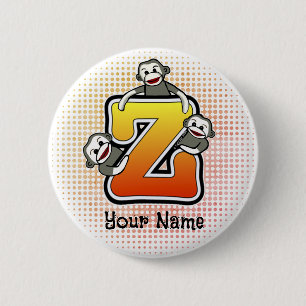Monogram Z Sock Monkey Button
