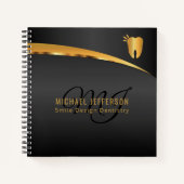 Monogram Zahnbüro - Schwarz und Gold Notizblock (Vorderseite)