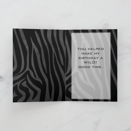 Monogram Zebra Black und Grau Karte (Innenseite)
