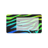 Monogram Zebra Black und Regenbogen Print Adressaufkleber (Vorne)
