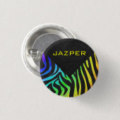 Monogram Zebra Black und Regenbogen Print Button (Vorne & Hinten)