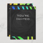 Monogram Zebra Black und Regenbogen Print Einladung (Vorne/Hinten)