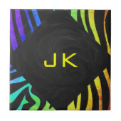 Monogram Zebra Black und Regenbogen Print Fliese (Vorderseite)