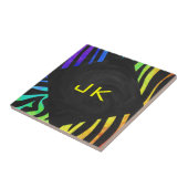 Monogram Zebra Black und Regenbogen Print Fliese (Seite)