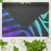 Monogram Zebra Black und Regenbogen Print Geschirrtuch (Gefaltet)