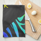 Monogram Zebra Black und Regenbogen Print Geschirrtuch (Viertel Falte)