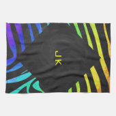 Monogram Zebra Black und Regenbogen Print Geschirrtuch (Horizontal)