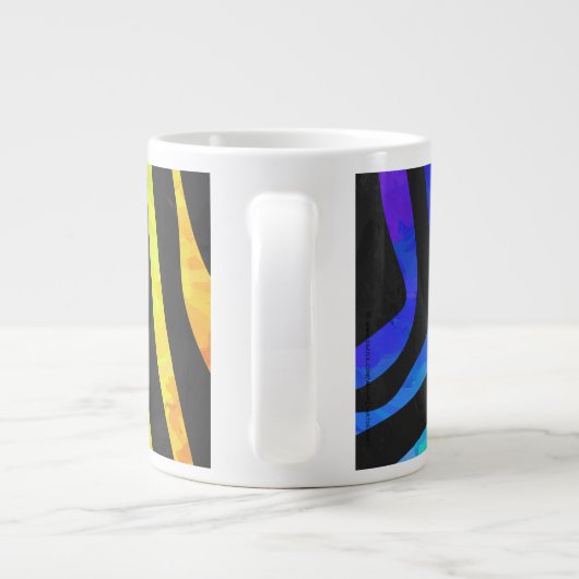 Monogram Zebra Black und Regenbogen Print Jumbo-Tasse (Rückseite)