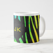 Monogram Zebra Black und Regenbogen Print Jumbo-Tasse (Vorderseite Rechts)