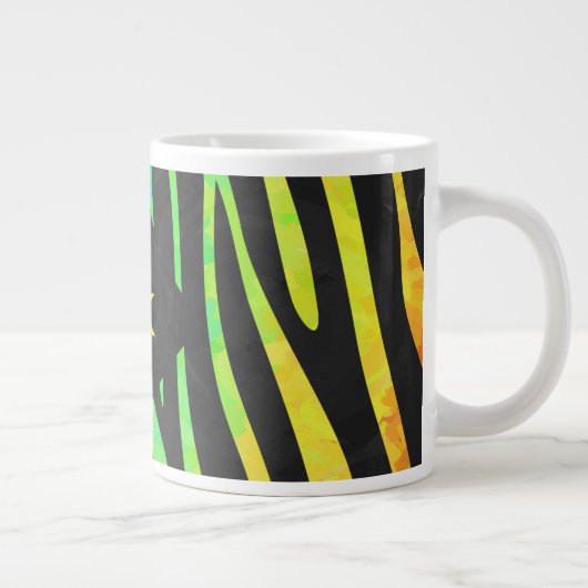 Monogram Zebra Black und Regenbogen Print Jumbo-Tasse (Rechts)