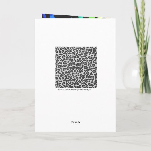 Monogram Zebra Black und Regenbogen Print Karte (Rückseite)