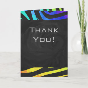 Monogram Zebra Black und Regenbogen Print Karte