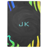 Monogram Zebra Black und Regenbogen Print Klemmbrett (Rückseite)