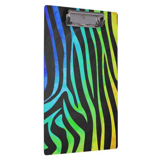 Monogram Zebra Black und Regenbogen Print Klemmbrett (Rechts)