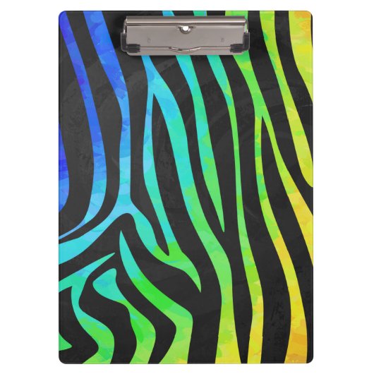 Monogram Zebra Black und Regenbogen Print Klemmbrett (Vorderseite)
