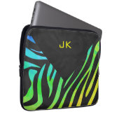 Monogram Zebra Black und Regenbogen Print Laptopschutzhülle (Vorne Rechts)