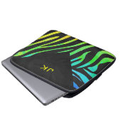 Monogram Zebra Black und Regenbogen Print Laptopschutzhülle (Vorne Knopf)