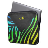 Monogram Zebra Black und Regenbogen Print Laptopschutzhülle (Vorderseite Links)