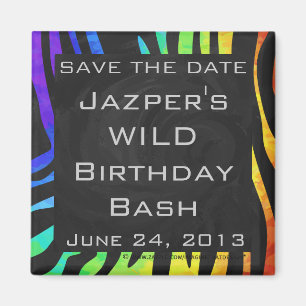 Monogram Zebra Black und Regenbogen Print Magnet