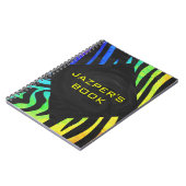 Monogram Zebra Black und Regenbogen Print Notizblock (Linke Seite)