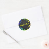 Monogram Zebra Black und Regenbogen Print Runder Aufkleber (Umschlag)