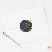 Monogram Zebra Black und Regenbogen Print Runder Aufkleber (Umschlag)