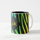 Monogram Zebra Black und Regenbogen Print Zweifarbige Tasse (VorderseiteRechts)