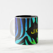Monogram Zebra Black und Regenbogen Print Zweifarbige Tasse (Vorderseite Links)