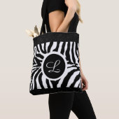Monogram Zebra Muster mit Ledertrimm Totbeutel Tasche (Von Nahem)
