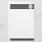 Monogram Zebra Muster Schwarz-weiß Stationery Briefpapier (Vorne/Hinten)