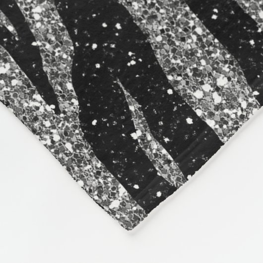 Monogram Zebra Print Black and Grau Silver Fleecedecke (Ecke)