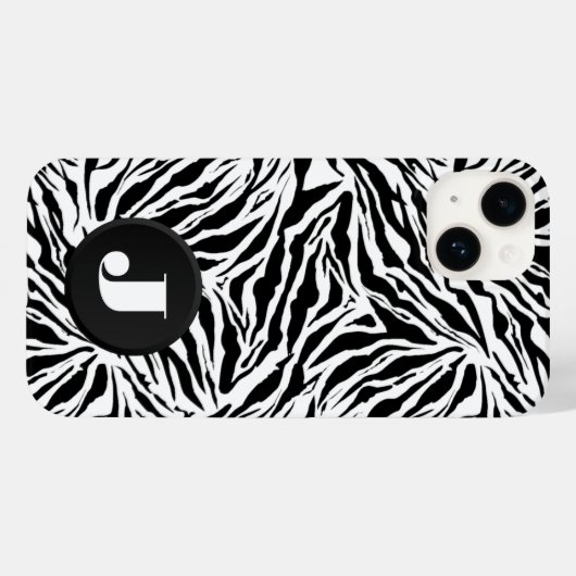Monogram Zebra Print Case-Mate iPhone Hülle (Rückseite (Horizontal))