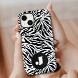 Monogram Zebra Print Case-Mate iPhone 14 Hülle<br><div class="desc">Ein stilvolles Handy Gehäuse mit Ihrem Monogramm Initial auf schwarz-weiß zebra Streifen Tier Printmuster. WÄHLEN SIE IHR MODELL UND STIL,  WENN SIE BESTELLEN! Schaffen Sie sich selbst oder geben Sie als Geschenk. Passende Zugsack,  Gepäckanhänger,  Koffer und weitere Artikel in unserer Reisekollektion.</div>