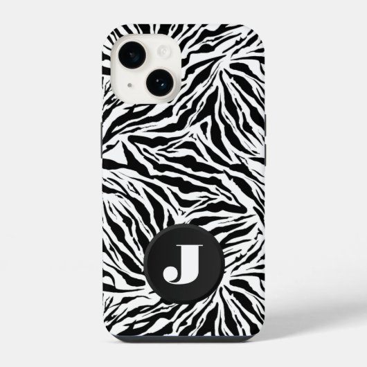 Monogram Zebra Print iPhone Hülle (Rückseite)