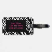 Monogram Zebra Print & Pink Accent Luggage Tag Gepäckanhänger (Rückseite horizontal)