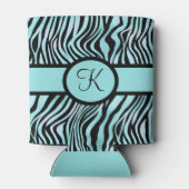 Monogram Zebra print Schwarz und Aquamarin Türkis Dosenkühler (Rückseite)
