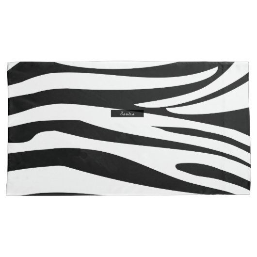 Monogram Zebra Schwarz/Weiß Streifen Printmuster Kissenbezug (Vorderseite-Rechts)