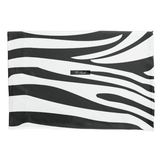Monogram Zebra Schwarz/Weiß Streifen Printmuster Kissenbezug (Vorderseite)
