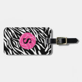 Monogram Zebra Stripe Pink Volleyball Luggage Tag Gepäckanhänger (Vorderseite horizontal)