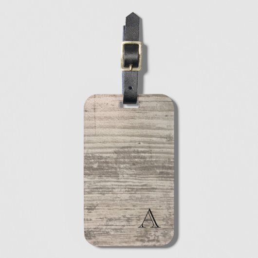 Monogram Zen Holzkörner Design Schwarzweißstreifen Gepäckanhänger (Vorderseite Vertikal)