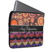 Monogram Zickzack Zigzag Burlap Jute Circles Laptopschutzhülle (Vorne Rechts)
