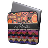 Monogram Zickzack Zigzag Burlap Jute Circles Laptopschutzhülle (Vorderseite Links)